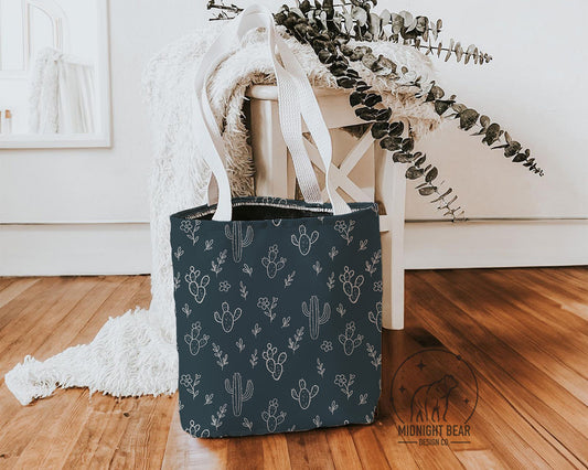 Cactus Tote Bag, Desert Flower Handbag, Western Style Shoulder Purse