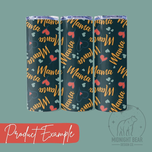 Mama Hearts Retro Seamless Pattern Instant Digital Download