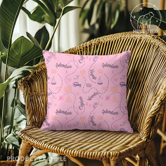 Adventure Doodle Seamless Pattern | Travel Digital Paper, Wanderlust Fabric Design, Explore & Voyage Scrapbook Background, Hand drawn