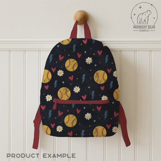 Retro Grunge Softball Seamless Pattern Navy