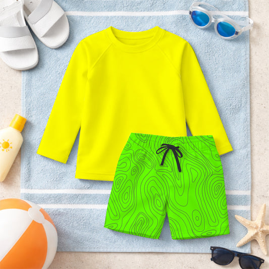 High Visibility Green Topographic Map Seamless Pattern