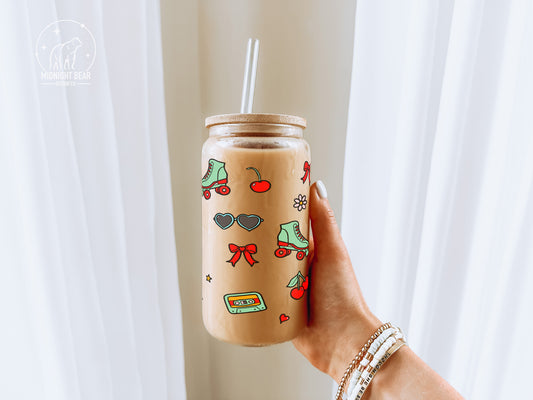 Cherry Bomb Summer Glass Can Wrap 16oz Hand Drawn PNG Digital Download