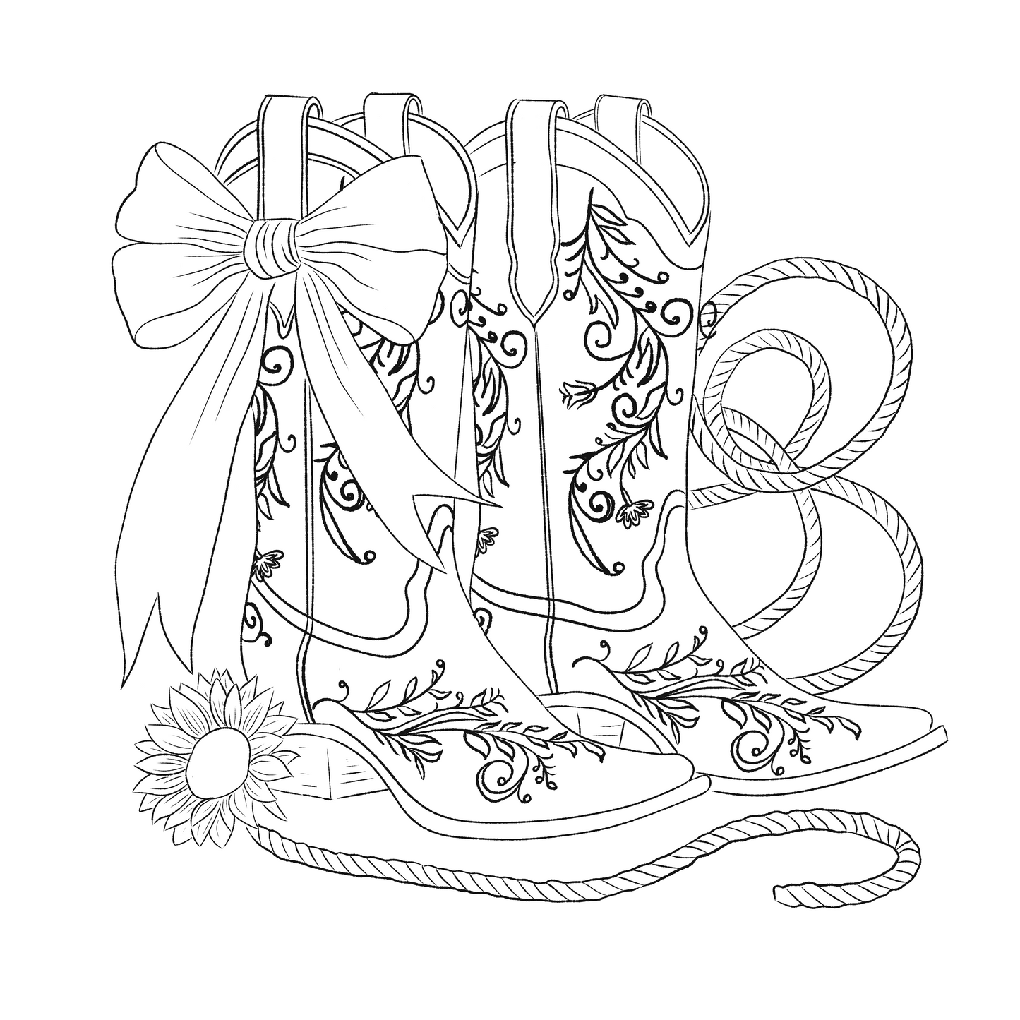 Coquette Boots Coloring Page PDF and Procreate File
