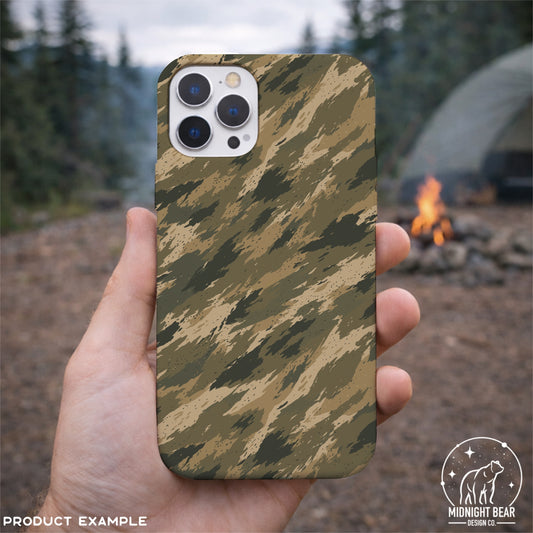 Wind Blown Marsh Camo Seamless Pattern Olive Green