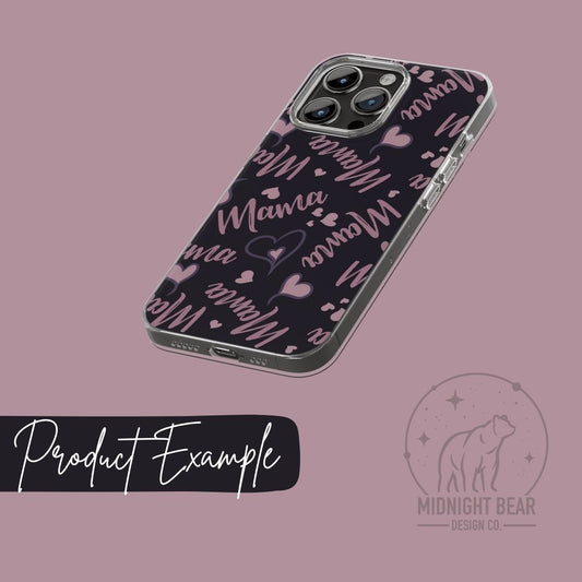 Mama Hearts Purple Seamless Pattern Instant Digital Download