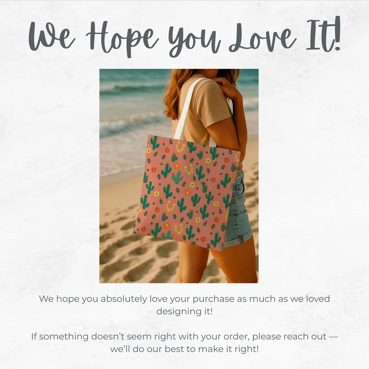 Pink/Green Ditsy floral Cactus Tote Bag, Desert Flower Handbag, Western Style Shoulder Purse, Canvas Carryall, Southwestern