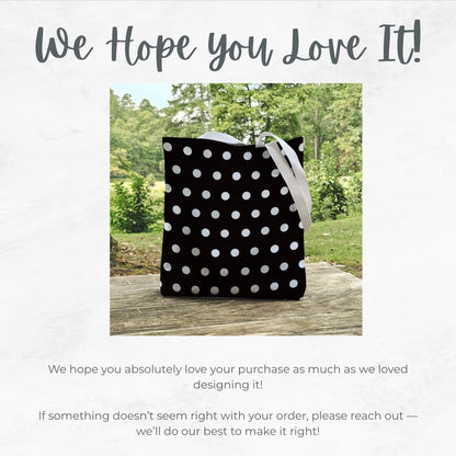 Black and White Polka-dotted tote bag – 13” Tote for Kids or Halloween Lovers.