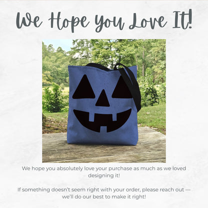 Blue Jack-O’-Lantern Trick or Treat Bag – 13" Halloween Tote