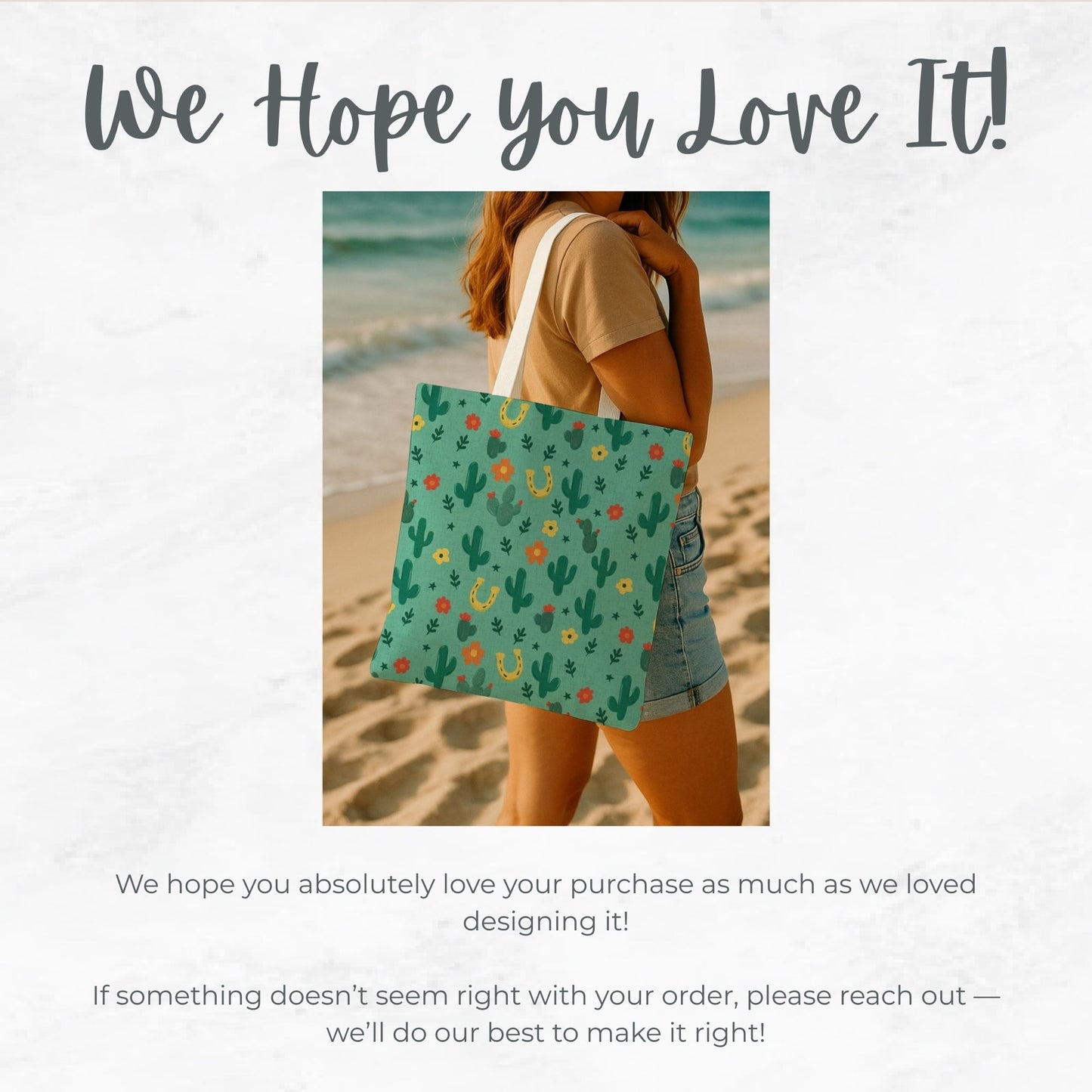 Turquoise Ditsy floral Cactus Tote Bag, Desert Flower Handbag, Western Style Shoulder Purse, Canvas Carryall, Southwestern