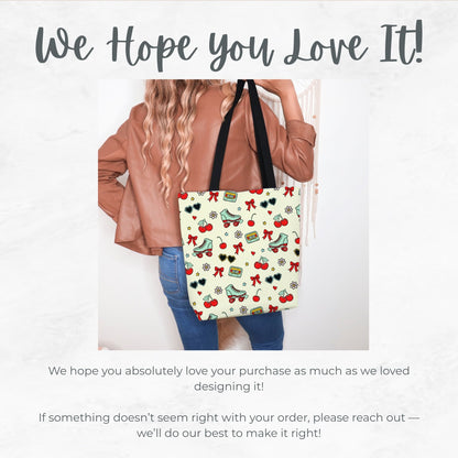 Cream Cherry bomb summer Tote Bag, Retro Style Tote