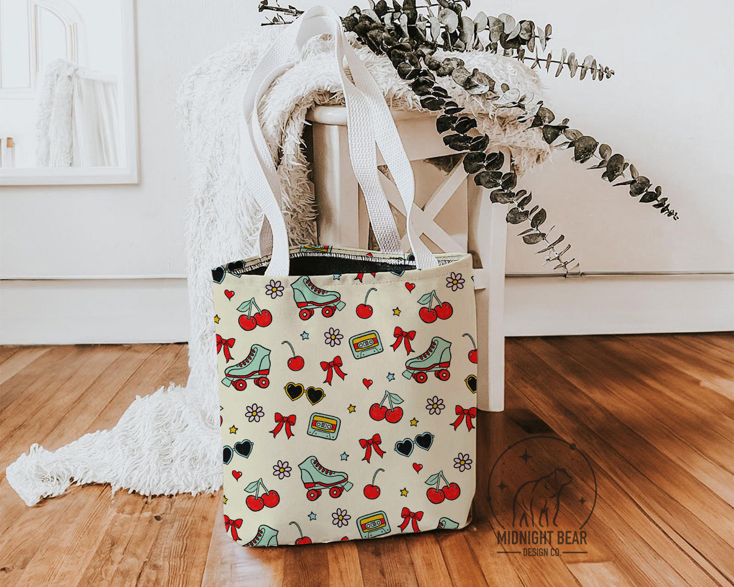 Cream Cherry bomb summer Tote Bag, Retro Style Tote