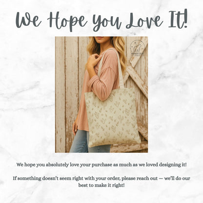 Taupe Cactus Tote Bag, Desert Flower Handbag, Western Style Shoulder Purse