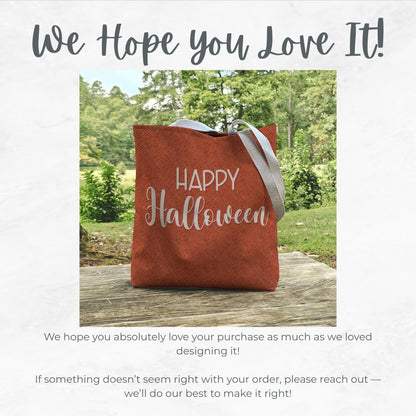 Cute Orange Happy Halloween Trick or Treat Bag –  13” Tote for Kids or Halloween Lovers