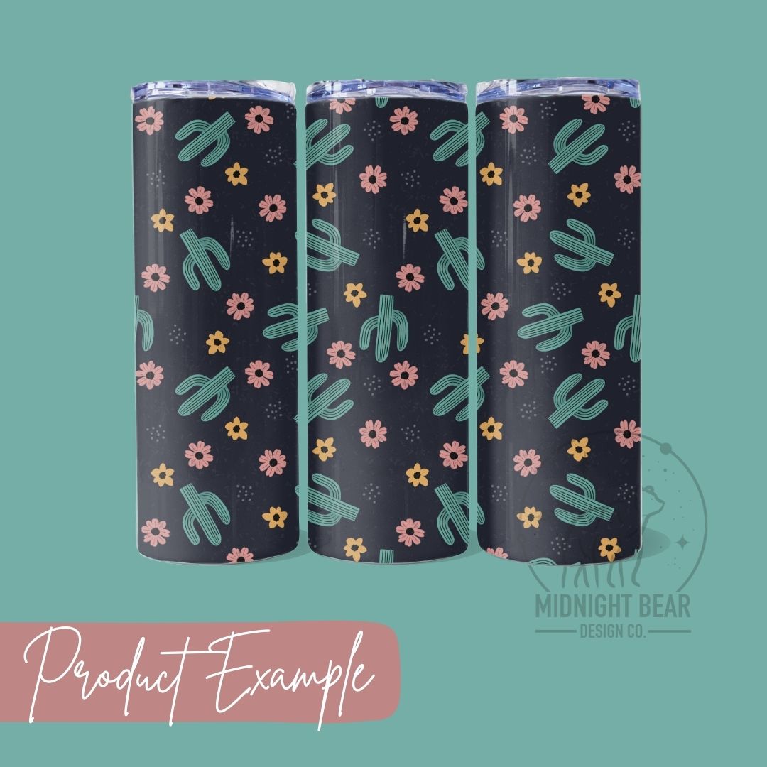 Cactus Flowers Seamless Pattern Instant Digital Download