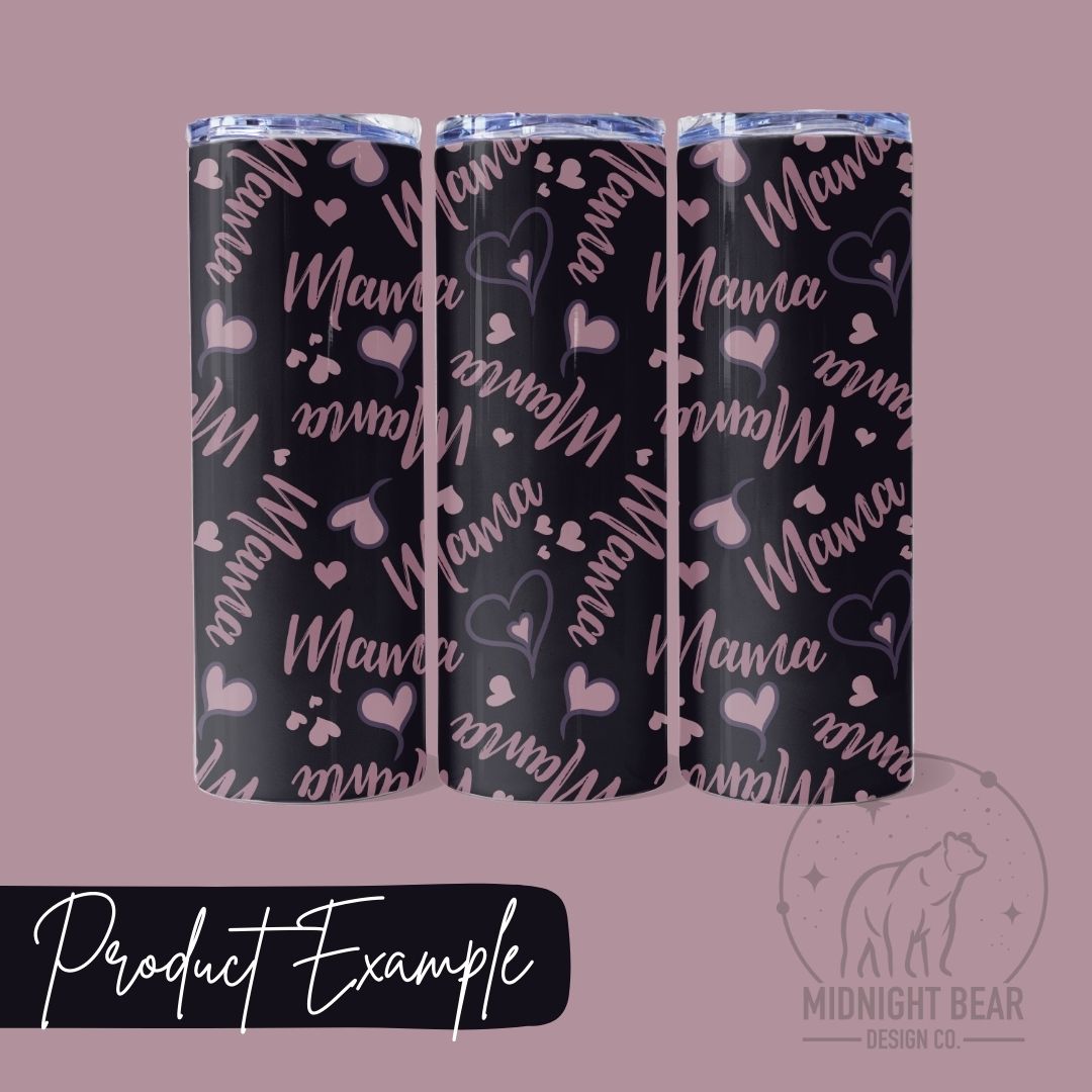 Mama Hearts Purple Seamless Pattern Instant Digital Download