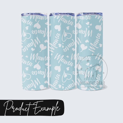 Mama Hearts Baby Blue Seamless Pattern Instant Digital Download