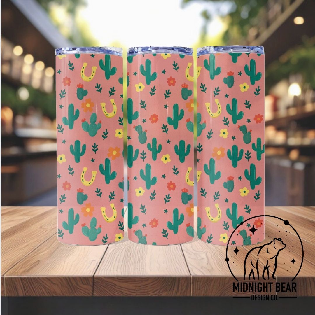 Ditsy Cactus Pink Seamless Pattern Instant Digital Download