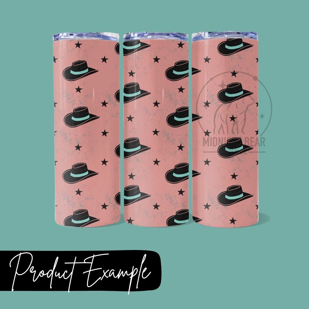 Hats and Stars in Pink Seamless Pattern Instant Digital Download