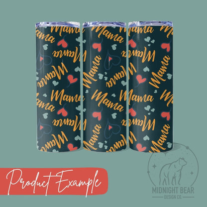 Mama Hearts Retro Seamless Pattern Instant Digital Download