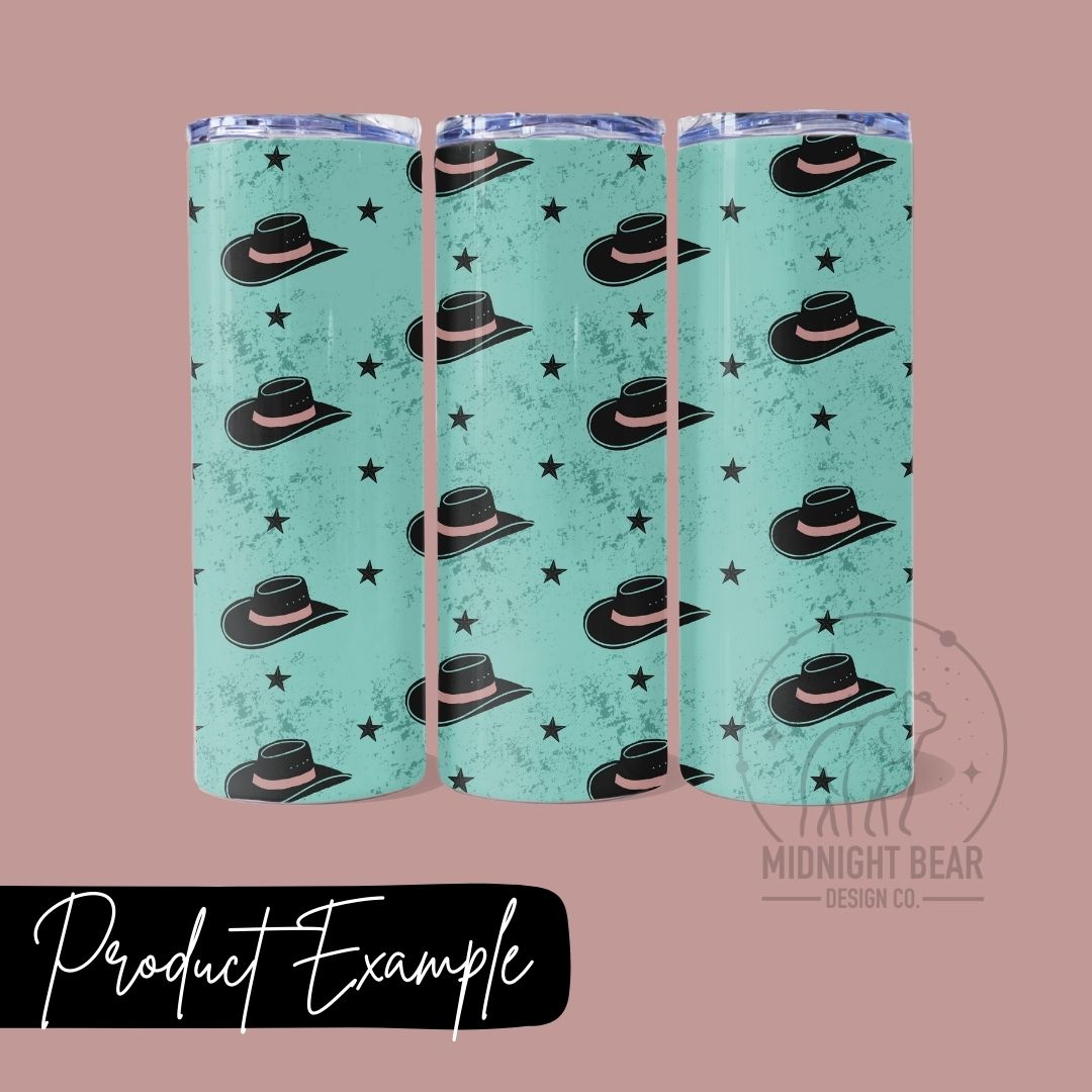 Hats and Stars in Teal Seamless Pattern Instant Digital Download
