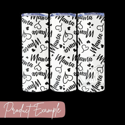 Mama Hearts Black and White Seamless Pattern Instant Digital Download