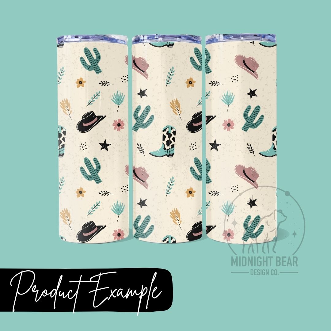 Boots and Cactus Seamless Pattern Instant Digital Download