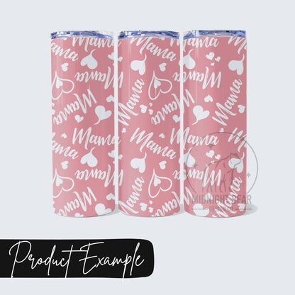 Mama Hearts Pink and White Seamless Pattern Instant Digital Download