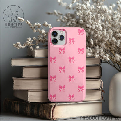 Pink Bow Seamless Pattern, Coquette Ribbon Design on Cream Background, Feminine Fabric, Wallpaper, Digital Paper, Girly Bows