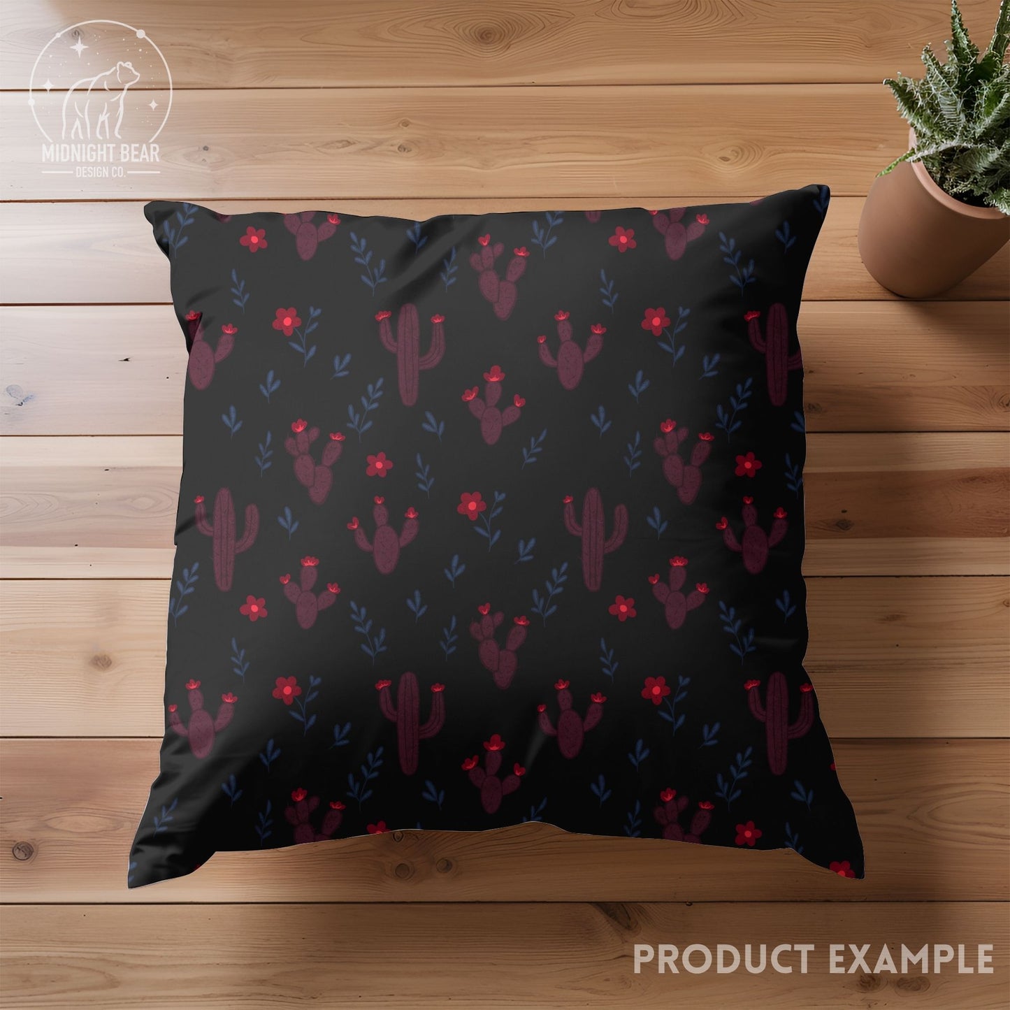 Hand Drawn Desert Sky Cactus Seamless Pattern – Boho Desert Floral PNG for Fabric, Scrapbooking, Sublimation, Instant Download Digital Paper