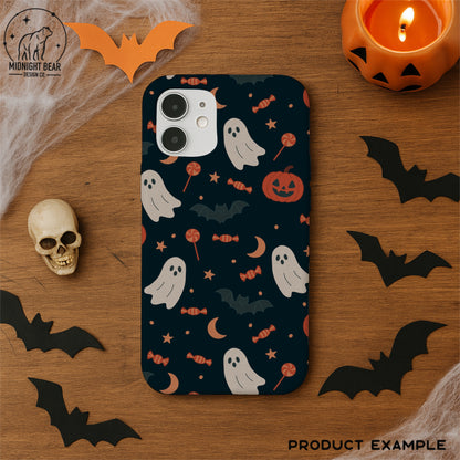 Pumpkins Ghosts & Candy Orange Seamless Pattern Instant Digital Download