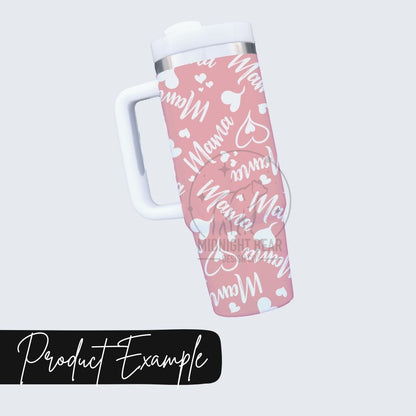 Mama Hearts Pink and White Seamless Pattern Instant Digital Download