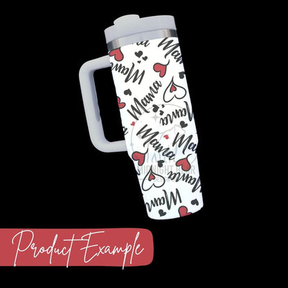 Mama Hearts Black, White, & Red Seamless Pattern Instant Digital Download