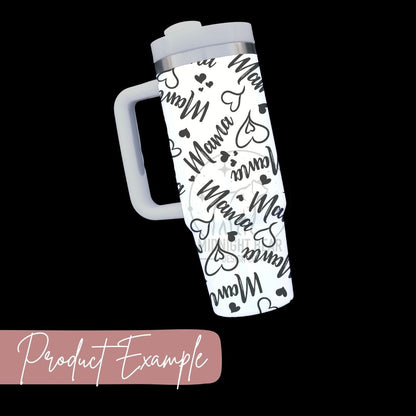 Mama Hearts Black and White Seamless Pattern Instant Digital Download