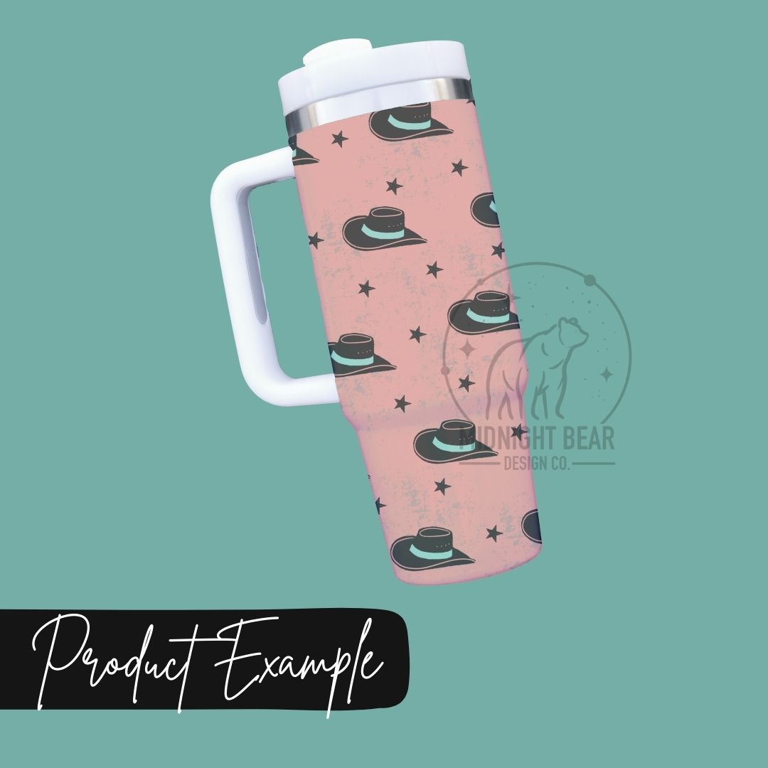 Hats and Stars in Pink Seamless Pattern Instant Digital Download