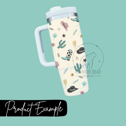 Boots and Cactus Seamless Pattern Instant Digital Download