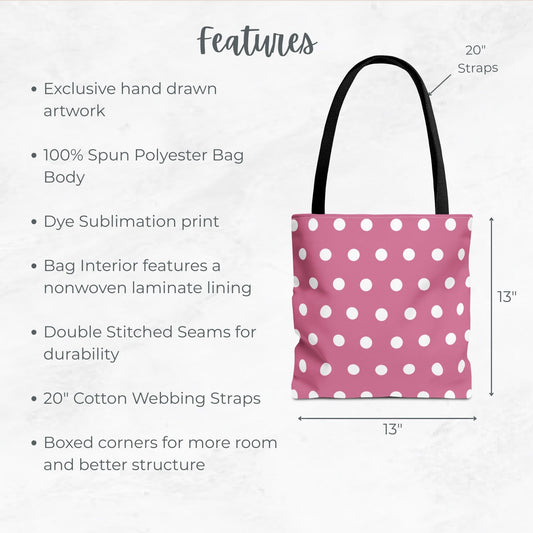 Pink Polka-dotted Trick or Treat Bag – 13" Halloween Tote for Kids