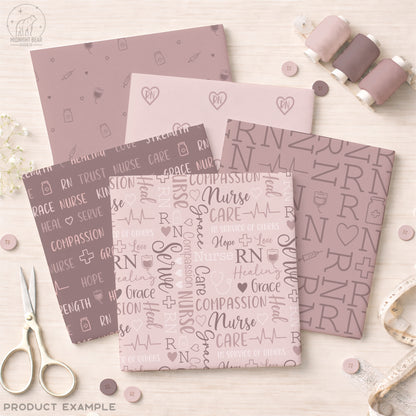 Nurse Word Grid Seamless Pattern Collection | Nursing Appreciation Designs | RN Medical Typography Pattern Set, Nurse gift, Seamless Bundle