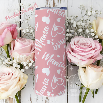 Mama Hearts Pink and White Seamless Pattern Instant Digital Download