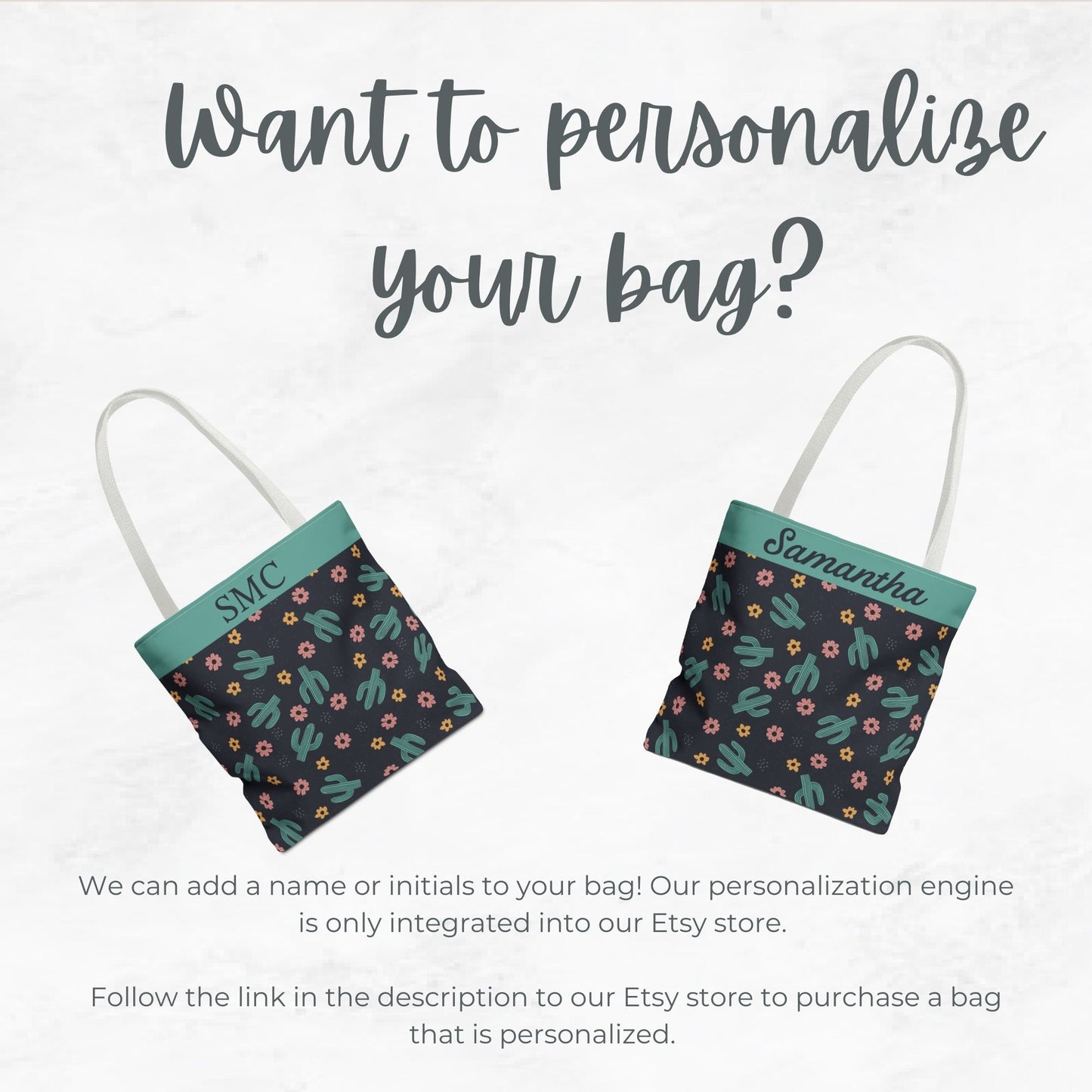 Turquoise Cactus Tote Bag, Personalized Desert Flower Handbag, Western Style Shoulder Purse, Customizable Canvas Carryall, Southwestern