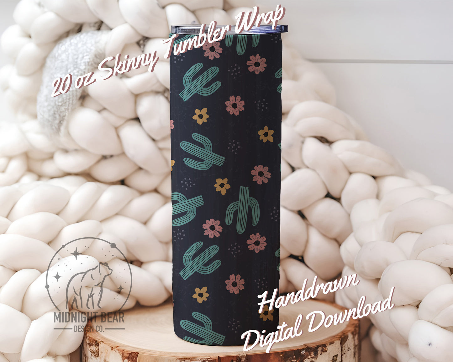 Cactus Flowers Seamless Pattern Instant Digital Download