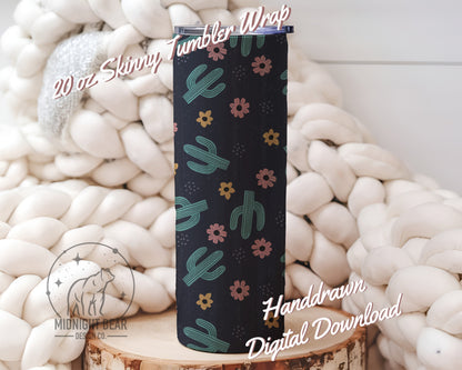 Cactus Flowers Seamless Pattern Instant Digital Download