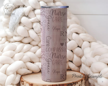 Nurse Word Grid Seamless Pattern | RN Compassion Care Healing Words, Neutral Mauve Nursing Typography Design, nurse appreciation, nurse gift