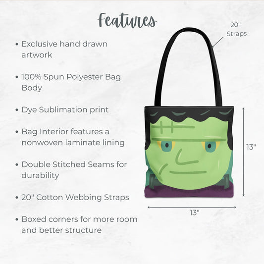 Frankenstein Trick or Treat Bag – 13" Halloween Candy Tote for Kids