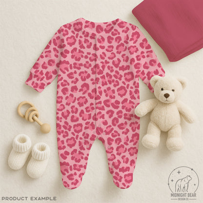 Pink Leopard Print Seamless Pattern | Hot Pink Animal Print Digital Paper, Coquette Fabric, Digital Scrapbook, Hand Drawn, PNG Download