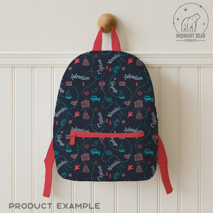 Adventure Doodle Seamless Pattern | Travel Digital Paper, Wanderlust Fabric Design, Explore & Voyage Scrapbook Background, Hand drawn