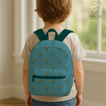 Hot Air Balloon Seamless Pattern | Blue Adventure Sky Design with Stars | Whimsical Travel Digital Paper, Fabric, or Wallpaper, Scrapbook