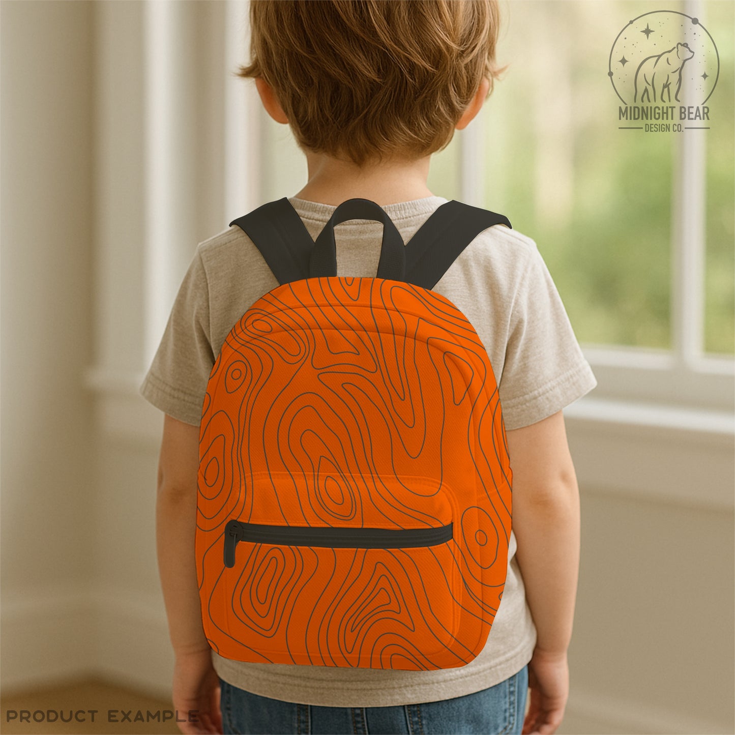 High Visibility Orange Topographic Map Seamless Pattern