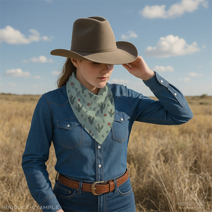 Cactus Seamless Pattern | Mint Teal Desert Floral Print | Hand-Drawn Southwest Cacti Digital Paper for Fabric, Crafts, Scrapbooking