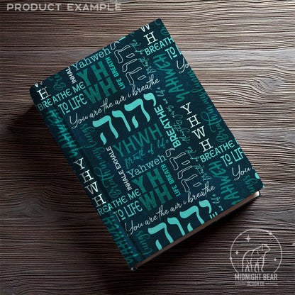 YHWH Christian Seamless Pattern, Worship Typography Design in Teal & Navy, Inspirational Scripture Fabric, Wallpaper, Digital Paper, Breath