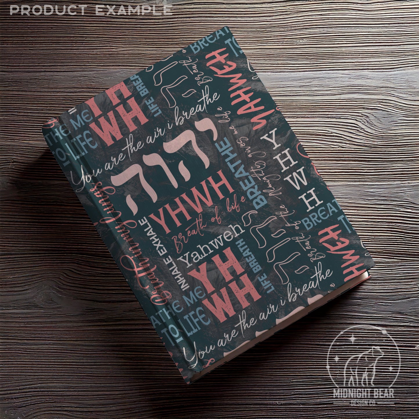 YHWH Christian Seamless Pattern, Worship Typography Design in Pink & Navy, Inspirational Scripture Fabric, Wallpaper, Digital Paper, Breath